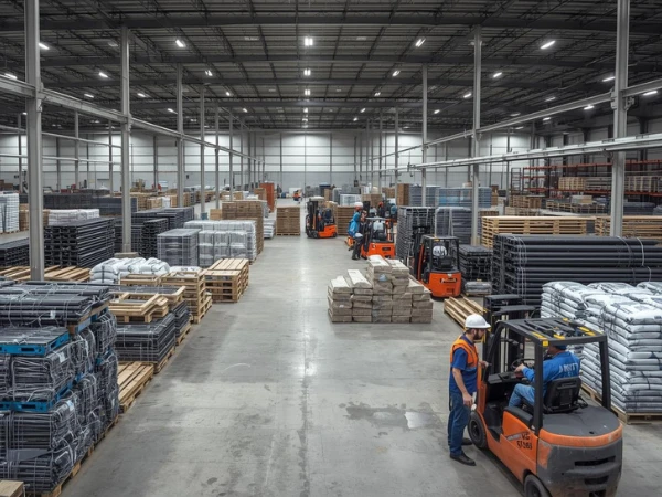 Industrial materials warehouse supplying construction materials in Saudi Arabia