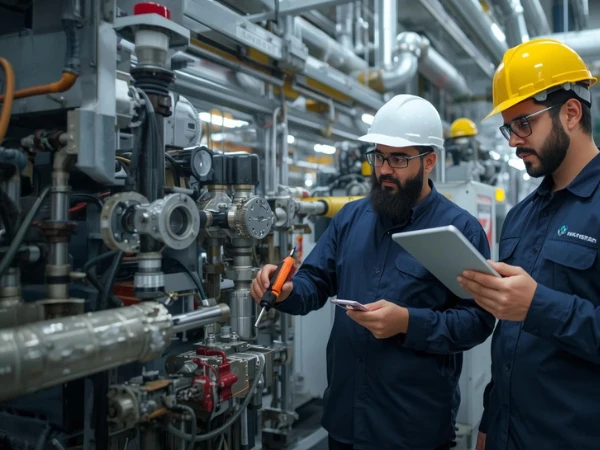Maintenance technicians inspecting industrial equipment in Saudi Arabia